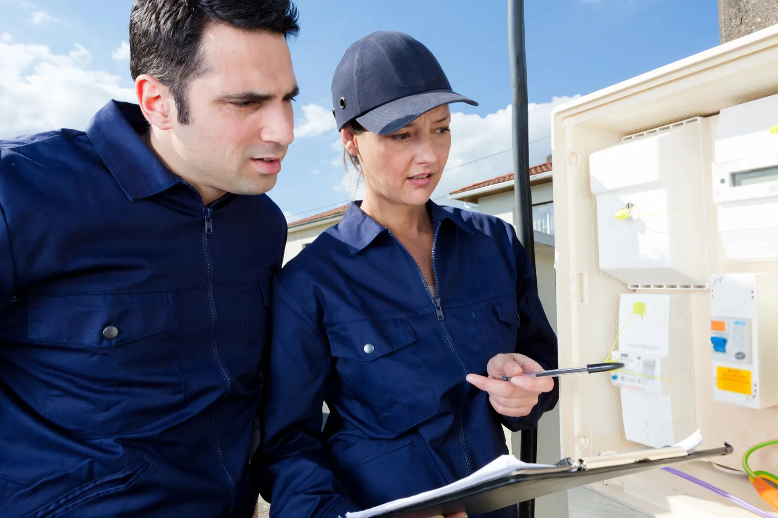 Two technicians working together